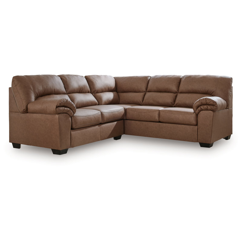 Skandar 2-Piece Sectional, 38" H x 94" W x 92" D, Brown Faux Leather