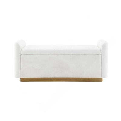 49-Inch Upholstered Storage Bench With Safety Hinge & Gold Metal Base For Bedroom, Living Room