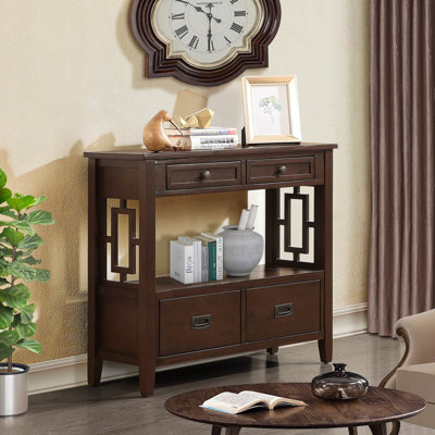 Table console avec 4 tiroirs et 1 tablette de rangement Farmhouse