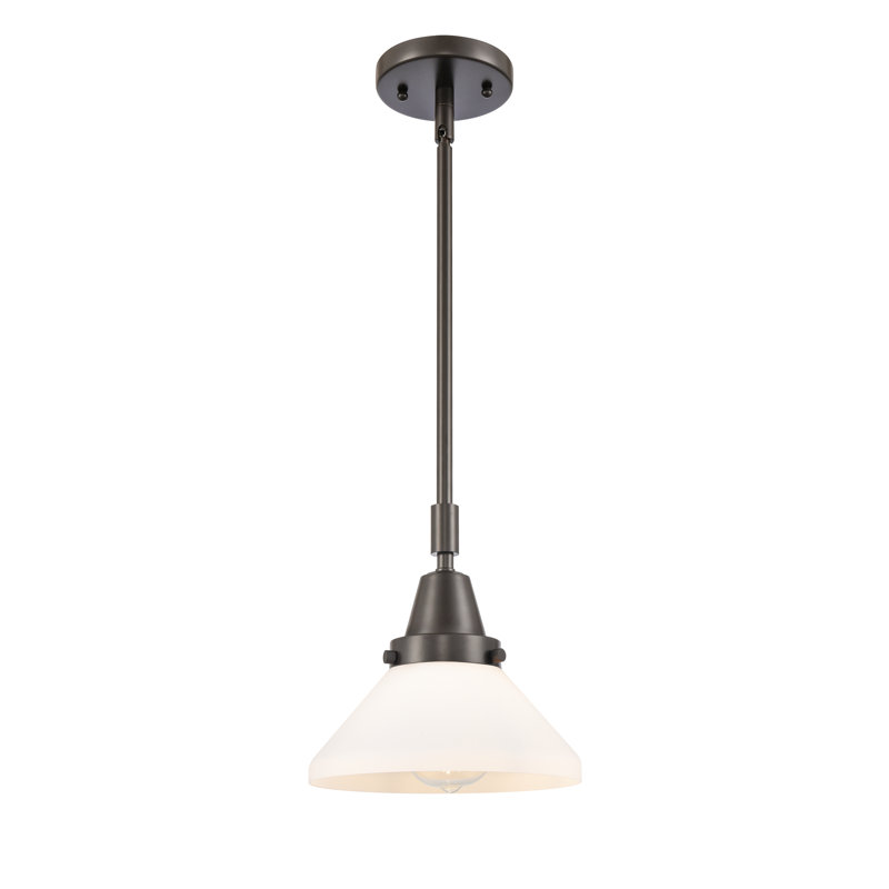 Luminaire suspendu conique 1 lumière, Blanc mat, Bronze huilé, DEL