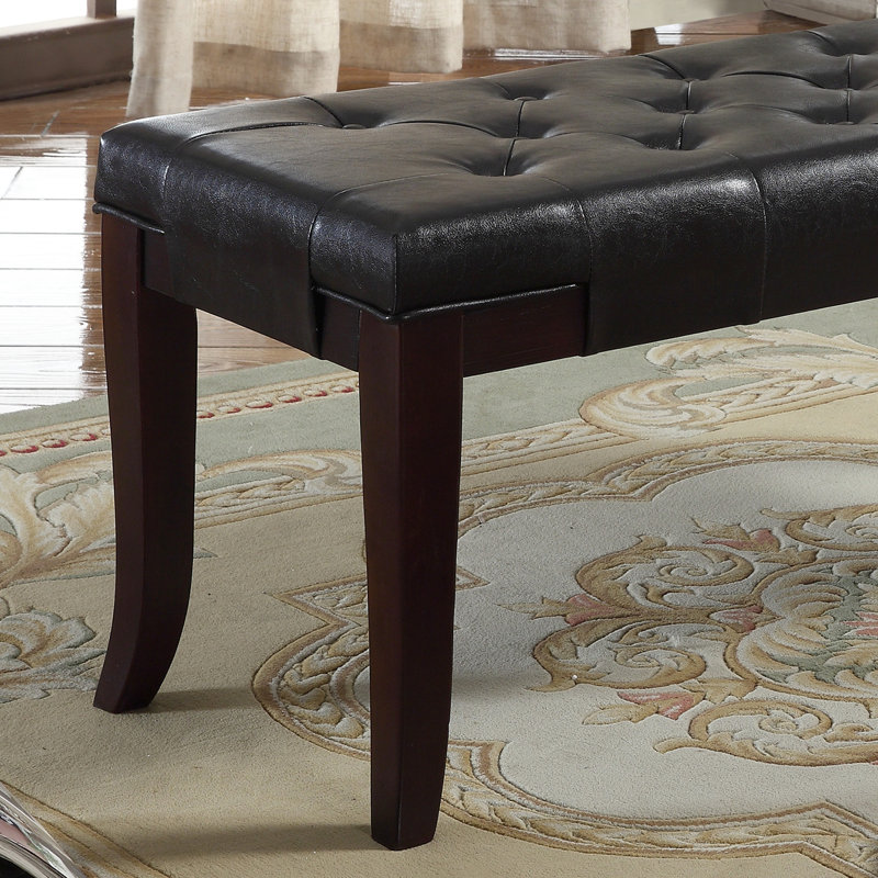 Faux Leather Bench, Color, Decorative Home Element, 44"W X 16"D 18.26"H Bedroom Bench In , Leather, Solid Hardwood Support,