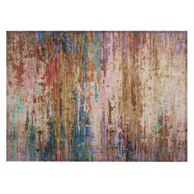 Machine Washable Indoor/Outdoor Xhevrie Sage Rug