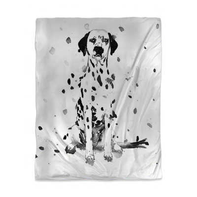 White Minimalist Dalmatian Dog Pet Duvet Cover | Home Decor