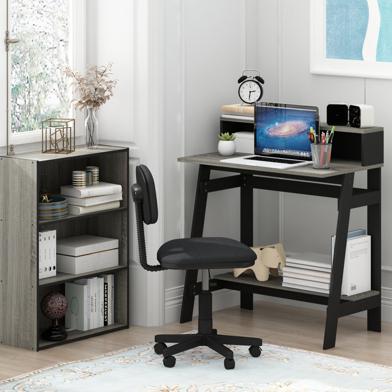 Bureau avec rehausse Inaayah, Gris chêne français