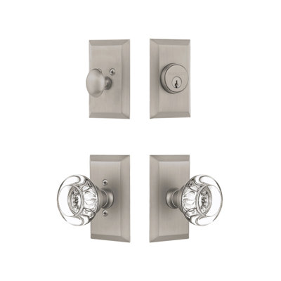 Ensemble d'entrée de studio Nostalgic Warehouse avec bouton rond en cristal transparent en nickel satiné