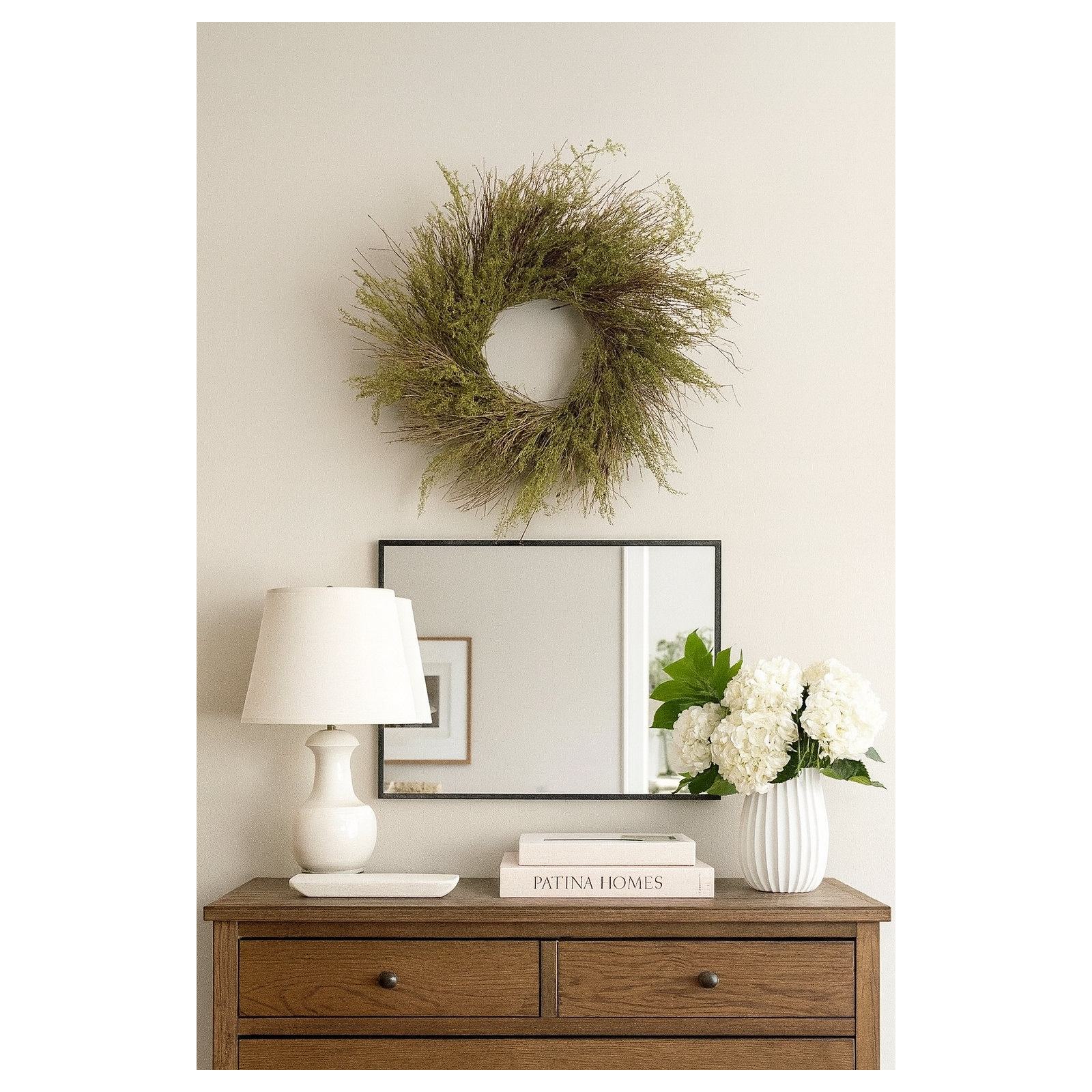 Dried Twigs and Sweet Annie Spring Wreath, 30" W x 30" H x 6" D