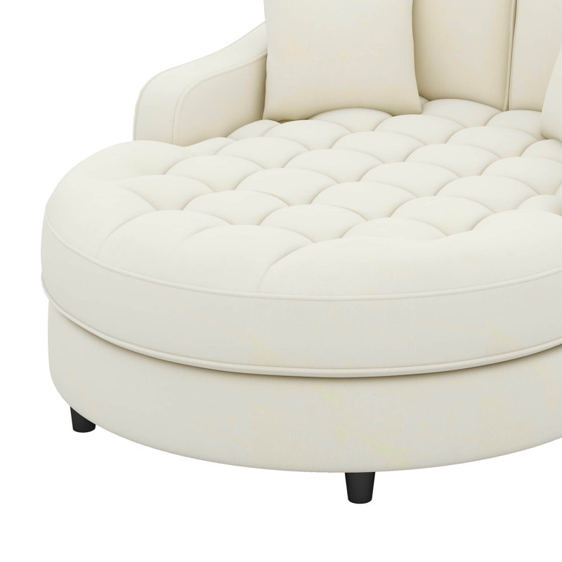 Canapé-lit moderne avec méridienne et coussins détachables, Beige