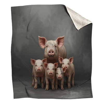 Pig Family Standing Together Blankets