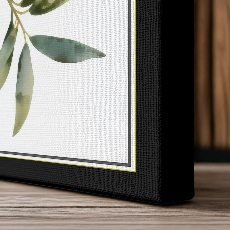 Olive Branch Botanical - Wrapped Canvas, 24x16 - 61.0 x 40.6 cm, Black Border