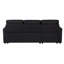 Canapé-lit modulaire réversible en tissu de lin noir 82 po avec méridienne de rangement