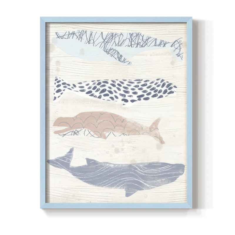" Patterned Whale Pod I ", 21" H x 17" W, Blue