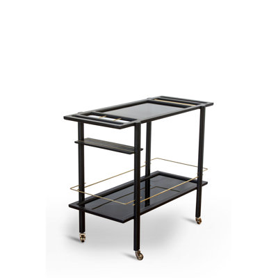 Solid Wood Bar Cart with Wheels