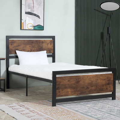 Sacaton Single Size Metal Bed Frame w/ Headboard & Footboard, 97x195x103cm