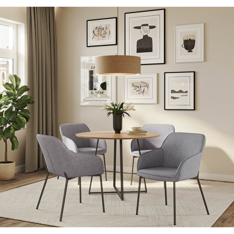 Chaise de salle à manger en métal et tissu - ensemble de 2