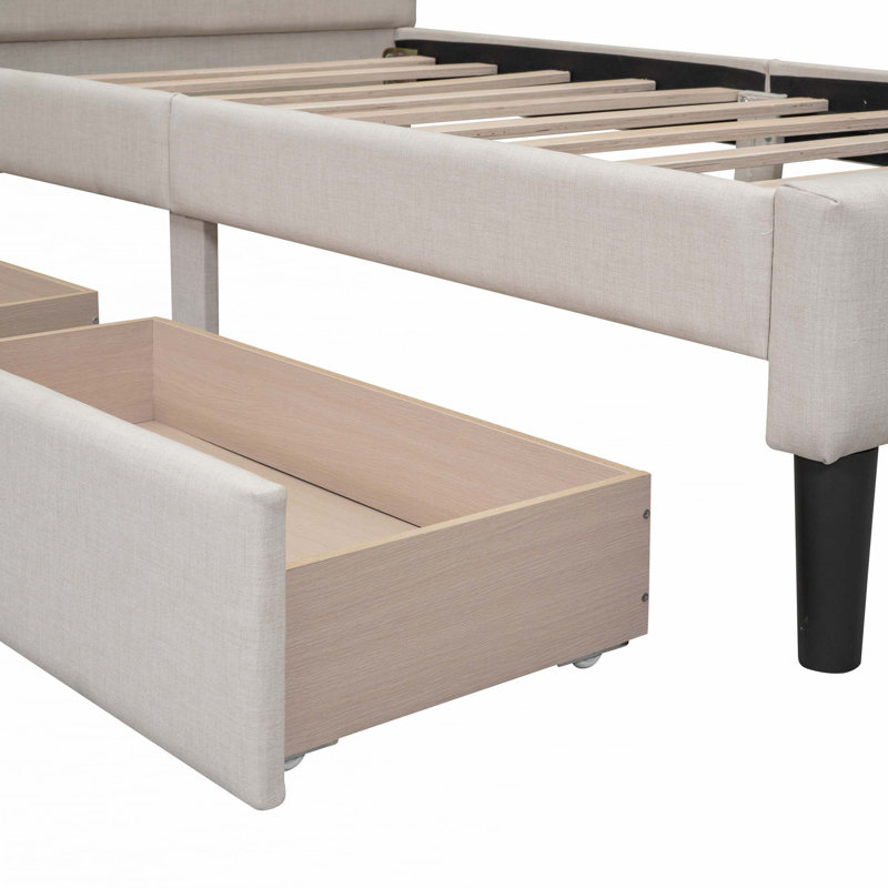 Ebern Designs Upholstered Platform Bed with 2 Drawers - Wayfair Canada
