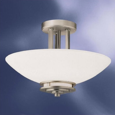 Hendrik Glass Semi Flush Mount, 13.4" H x 24" W, Polished Nickel