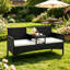 Outdoor Wicker Patio Chair Garden Straight Loveseat with Rain Cover-128160292
