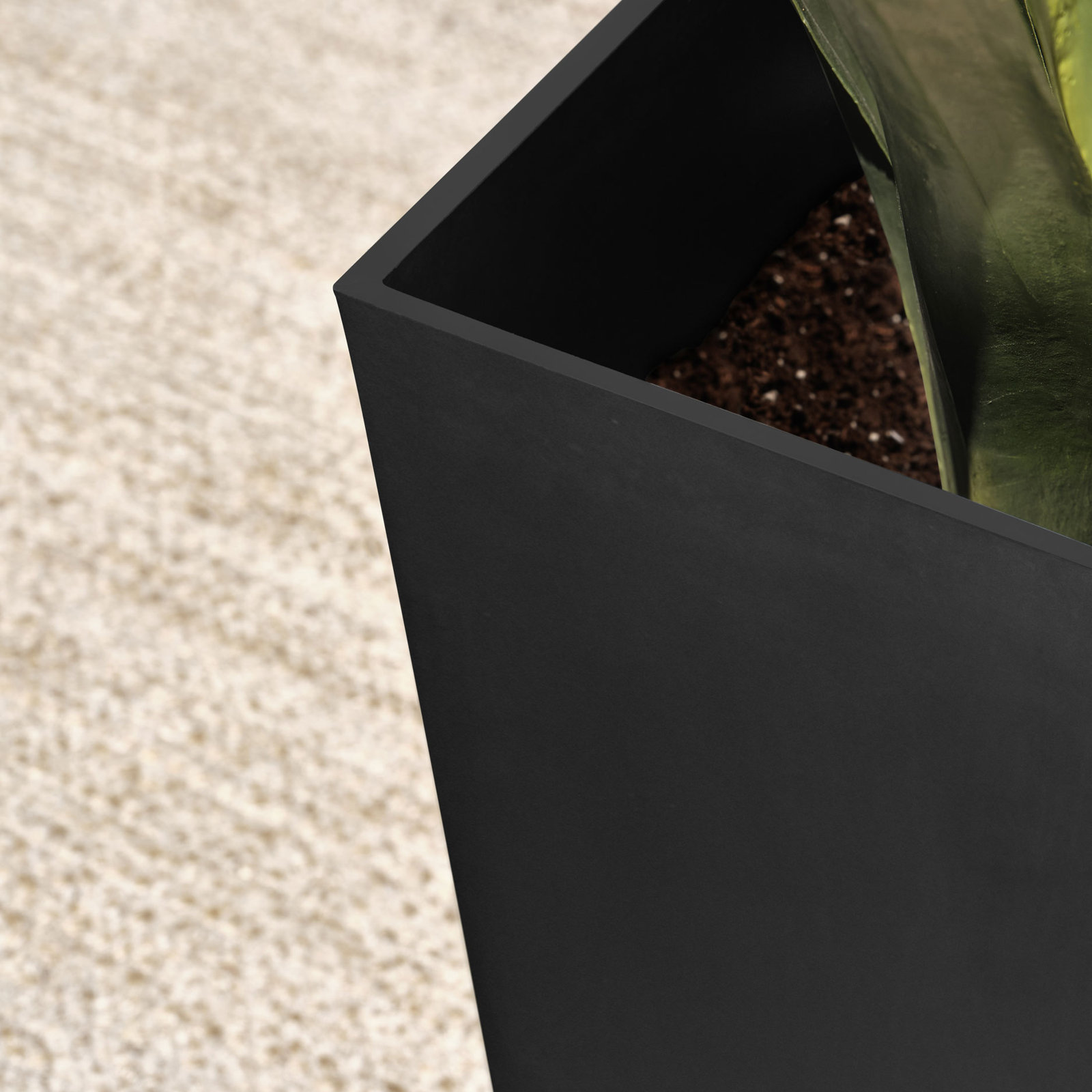 Pure Series Midland Planter, Black, 30" H x 15.25" W x 15.25" D, Set of 2