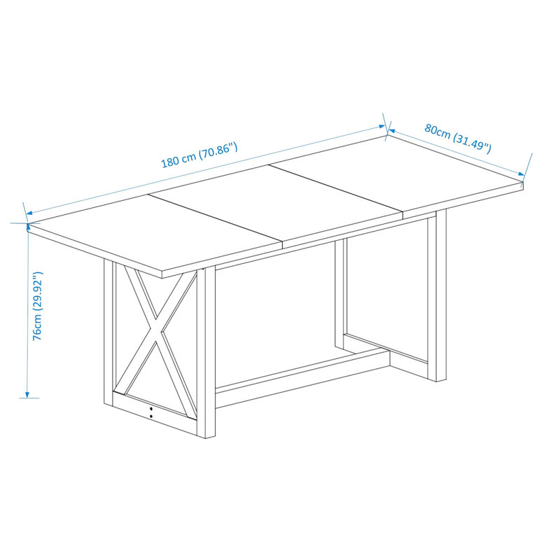 Table de salle à manger antique rectangulaire de 72,32 po x 8 personnes avec pieds de table rectangulaires 72,32 po rustiques