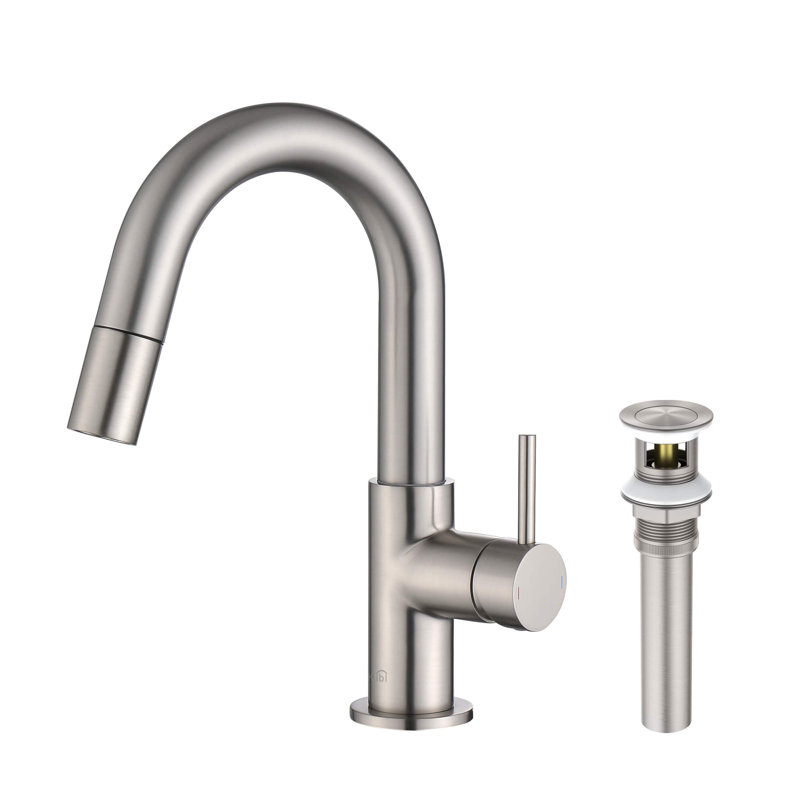 Robinet de lavabo de salle de bain circulaire, Nickel brossé