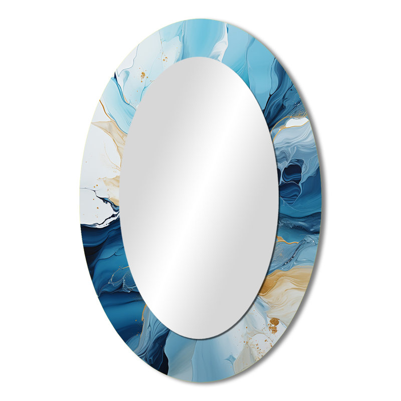 Miroir mural bleu et blanc Glacier Charm II, 36 po x 24 po