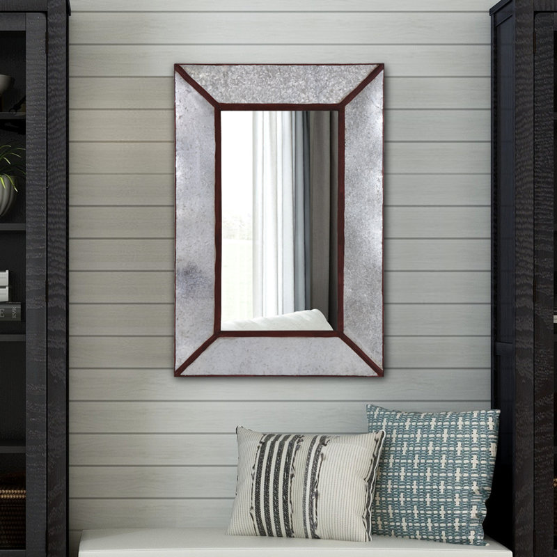 Ercole Metal Framed Rectangular Rustic Accent Wall Mirror