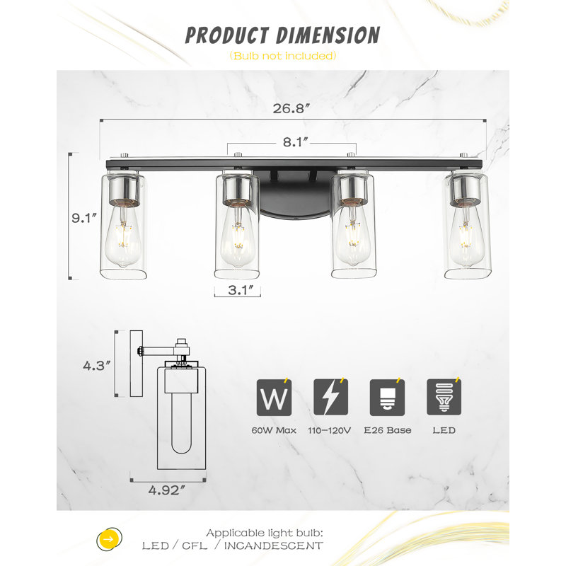 Éclairage pour meuble-lavabo 4 lumières Thekla
