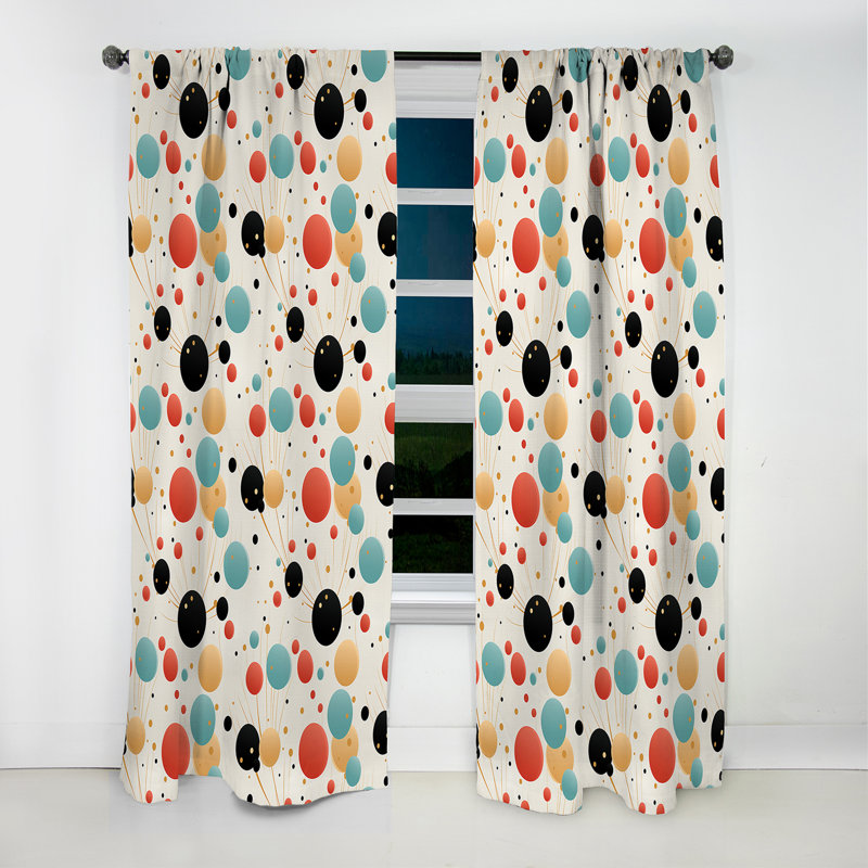 Motif à pois contemporain chic - Rideau abstrait - Rideau occultant - 1 panneau, L 52 po x L 90 po