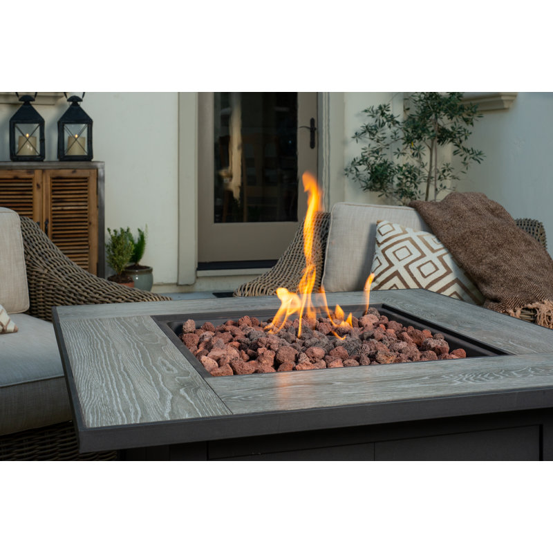 Jasmany Square Steel Propane Smokeless Fire Pit Table with Hidden Fuel Tank