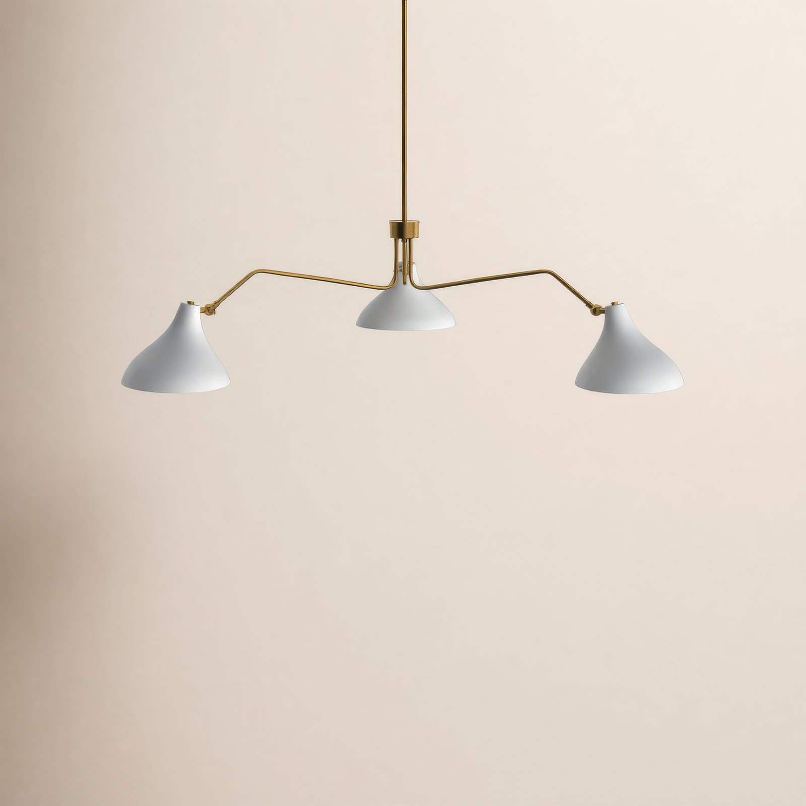 Elyse 3 - Light Unique/Statement Chandelier, Natural Brass, White