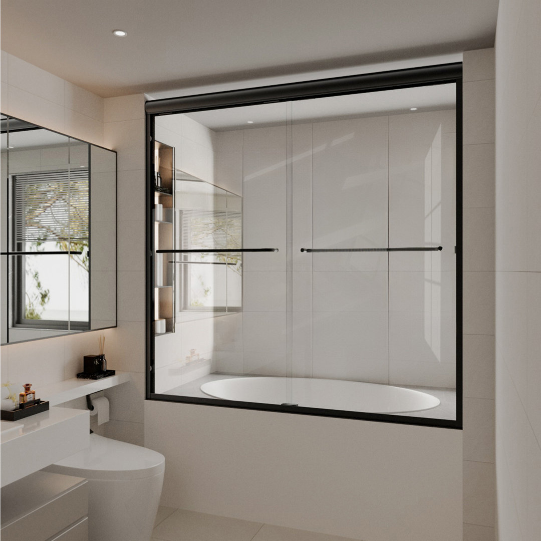 60'' W x 60'' H Double Sliding Framed Tub Door With 1/4" Clear Glass NIVEAL