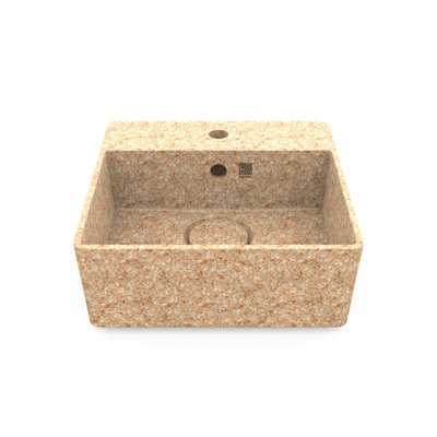 Woodio Cube40 15.75'' Wood Square Bathroom Sink with Overflow