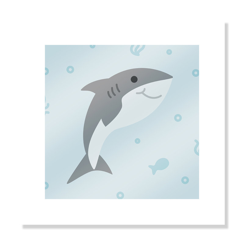 «Happy Shark», impression sur papier, H 16 po x l 16 po x P 1 po, Papier