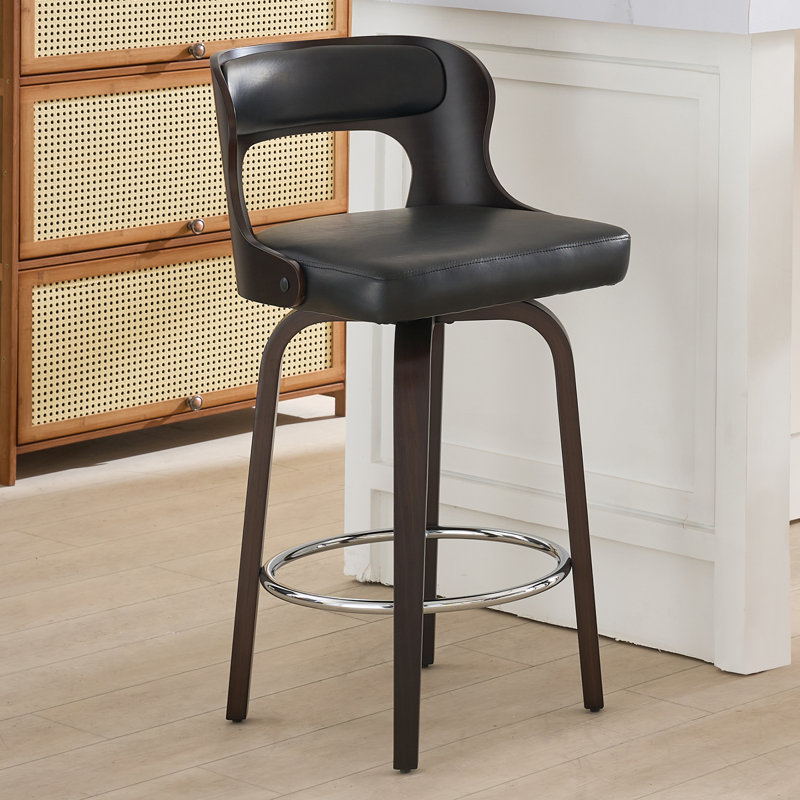 Tabourets de bar pivotants en similicuir, 1, Gris foncé
