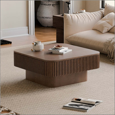 Table basse carrée avec rangement Table d'appoint moderne en placage de bois massif Table basse pour salon, chambre à coucher, appartement ou bureau