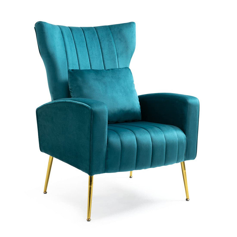 Upholstered velvet armchair, Bleu