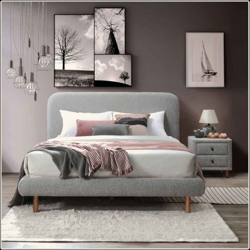 Table de chevet rembourrée Chic Boucle avec design tendance et rangement fonctionnel