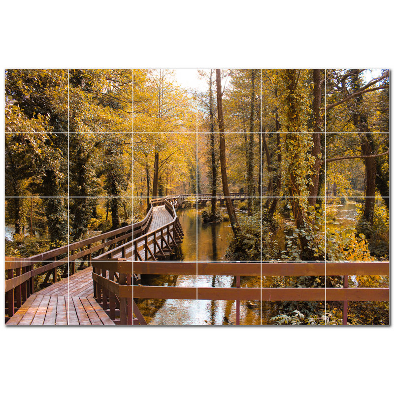 Panneau mural décoratif en céramique satinée Bridge Photo 6 po x 6 po