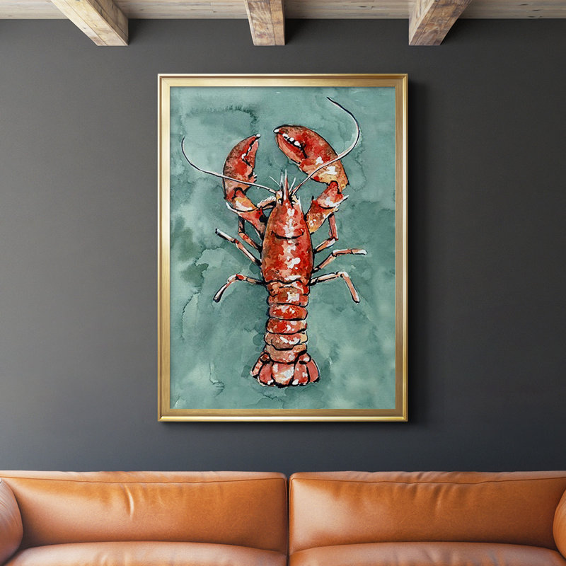 Aquatic Lobster I, reproduction d'art encadrée, Or, H 24,5 po x l 18,5 po x P 1,25 po