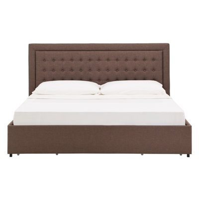 Lit plateforme tapissier avec rangement Cletus