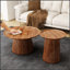 Ensemble de 2 tables basses rondes, grandes et petites tables centrales et d'appoint en bois, finition noyer moderne pour le salon et le bureau