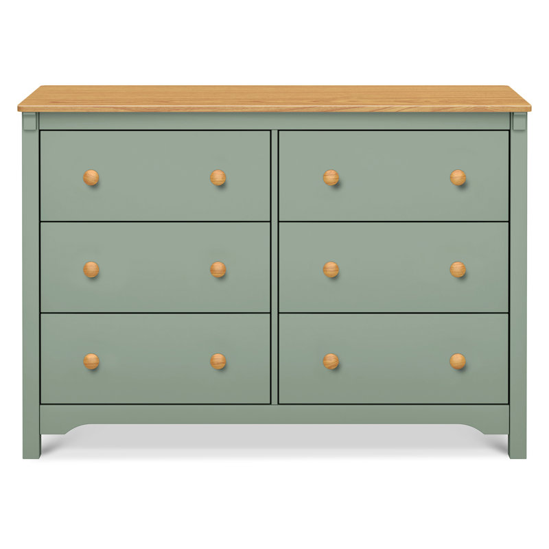 Commode 6 tiroirs Shea, Sauge clair / miel