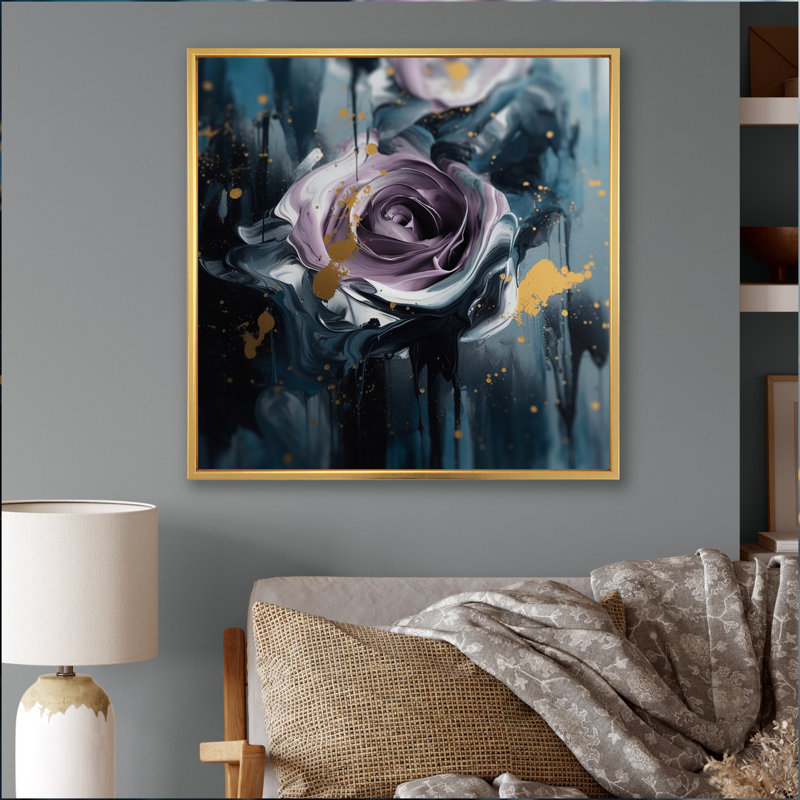 " Purple Rose Symphony ", 30" H x 30" W x 1" D, Gold Floater Framed