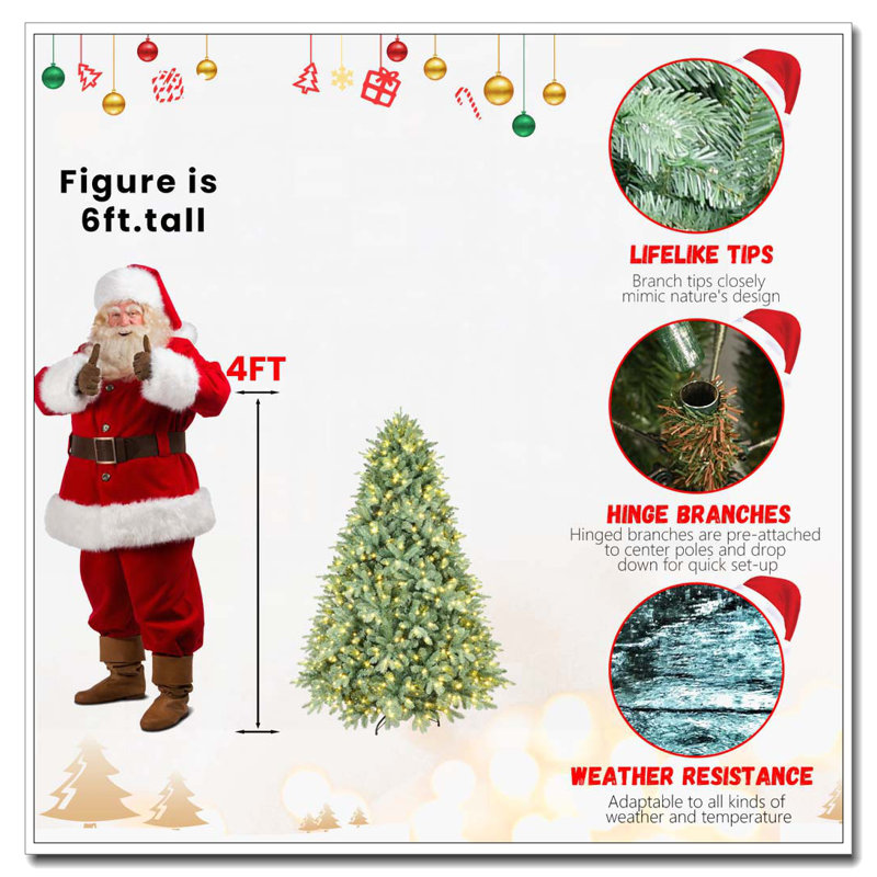 Arbre de Noël 9 pi avec lumières teintées bleu-vert, Oui, H 9 pi