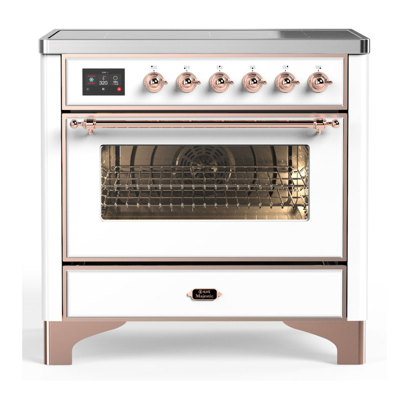 Majestic III Series 36 Inch Induction Range with 6 Induction Elements in White (Copper Trim), White, Copper