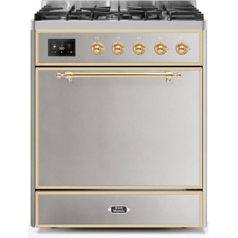 Majestic II 30" 4 cu.ft. Freestanding Dual Fuel with Convection Oven, Liquid Propane, Matte Graphite/Brass