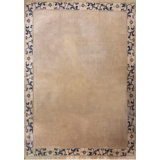 Antique Peking Room Size Wool Ivory Beige Cream White Rug