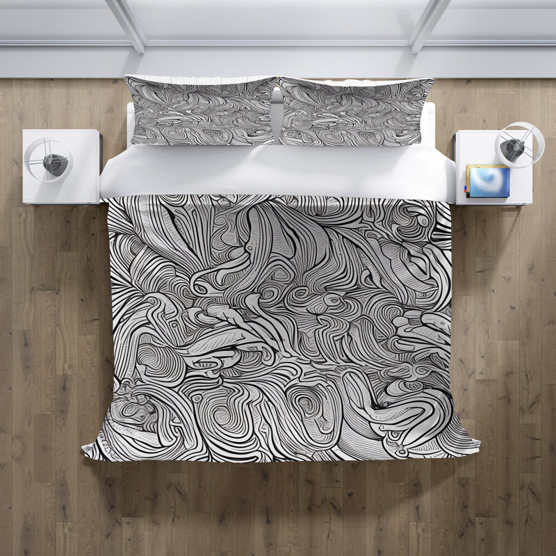 Polyester Abstract Duvet Cover, King Duvet Cover + 2 King Shams