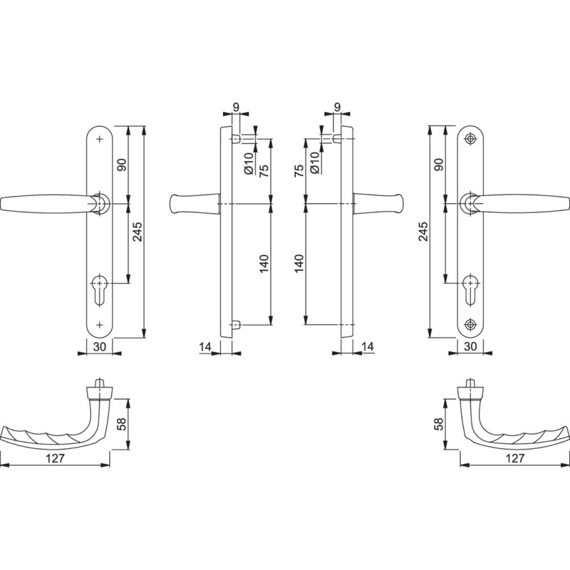 Right Door Handle, polished chrome