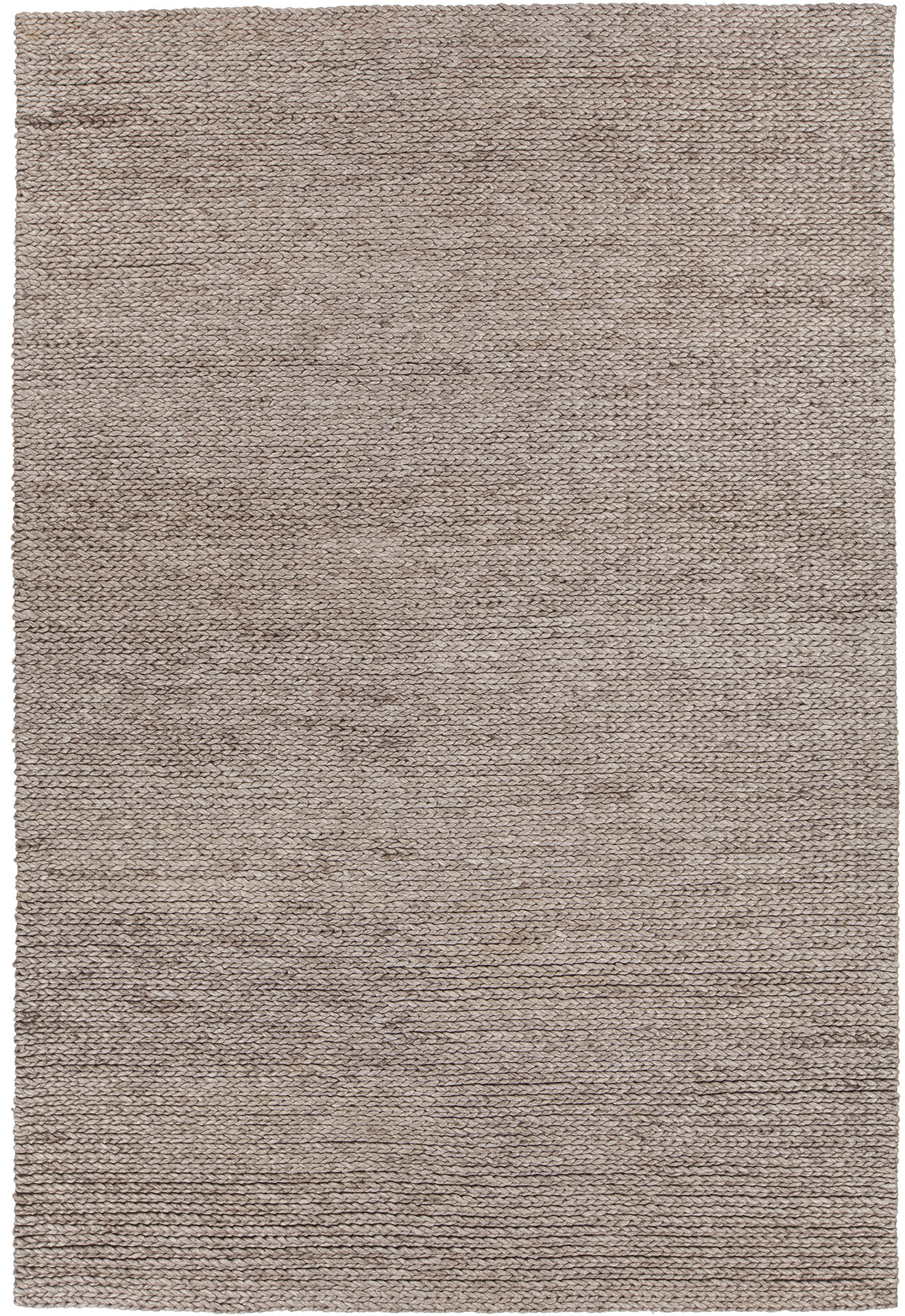 Mindy Handmade Braided Wool Light Grey Rug